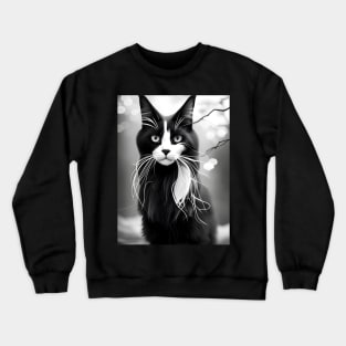 Black and White Cat - Modern Digital Art Crewneck Sweatshirt